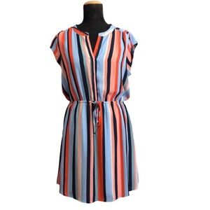 NEW Colourful Striped Lightweight V-Neck Summer Dress, Size L